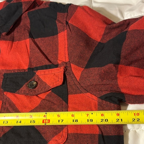 Red and Black Buffalo Plaid Fleece Lined Flannel Button-Up Shirt Shacket - Picture 4 of 14
